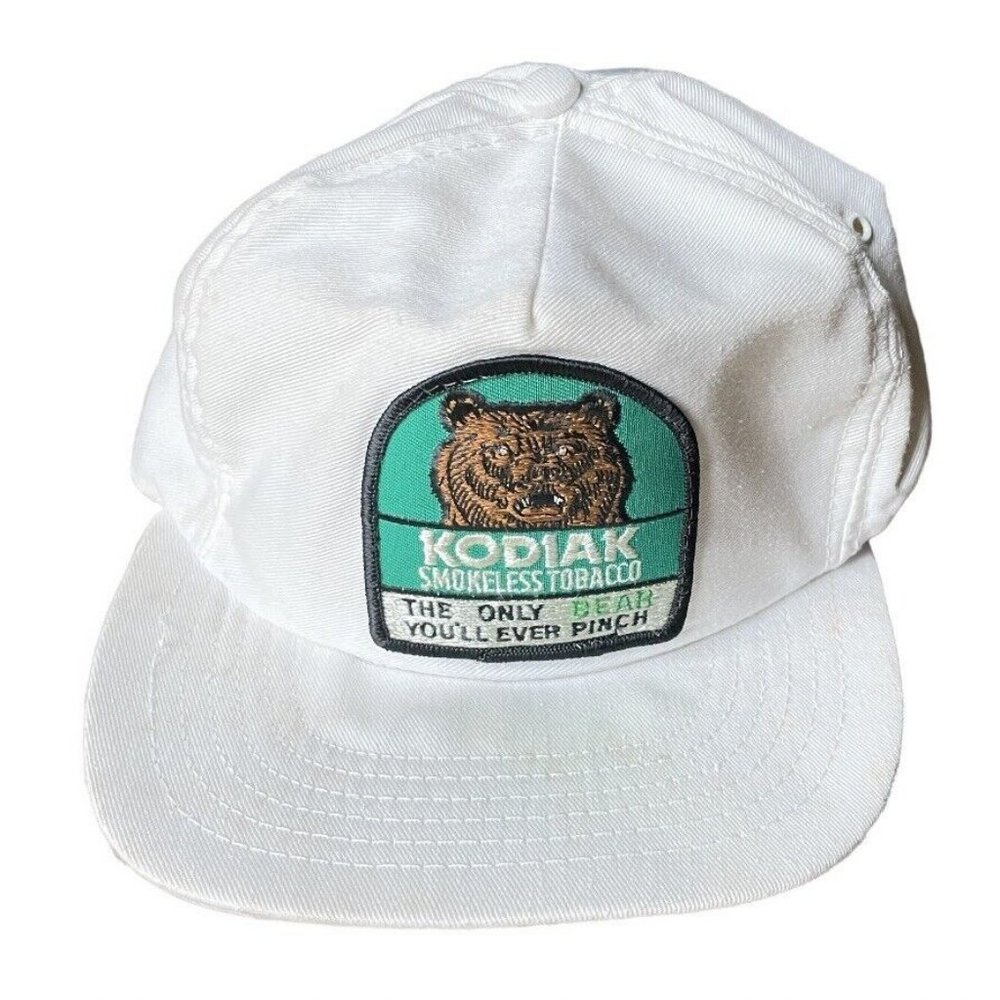 VTG Kodiak Racing Smokeless Tobacco Bear Patch USA Made SnapBack Hat Cap RARE